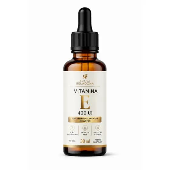 Vitamina E 400UI em Gotas 30ml | Antioxidante Pele e Imunidade | Alta Absorção | Farmácia de Manipulação