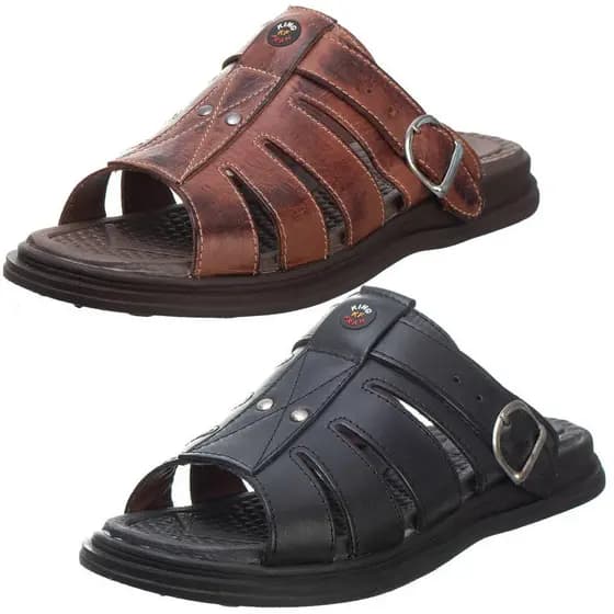 Kit 2 Pares Sandália Chinelo Masculino Em Couro Sintético Anti Stress Anatômico Ortopédico