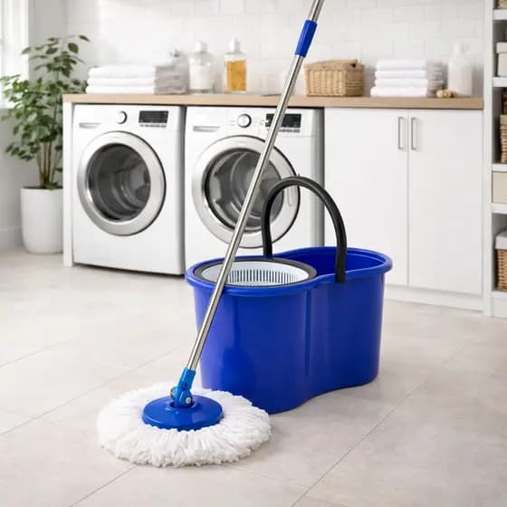 Esfregão Mop Giratório Best Chair com Balde Centrifuga 10L Azul + Refil