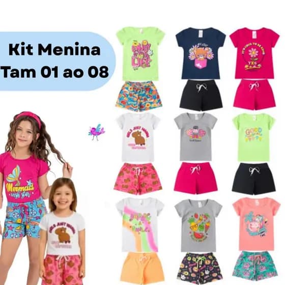 Kit Conjunto Infantil MENINA Verão Lançamento de coleção