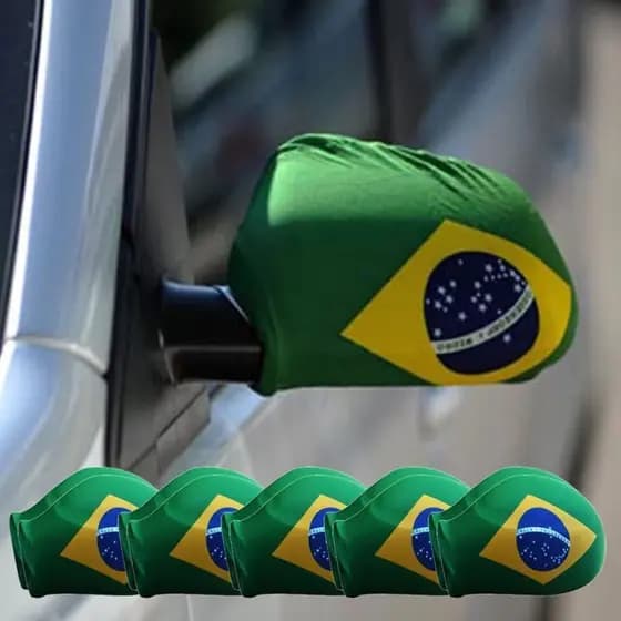 Bandeira do Brasil para Retrovisor Carro Capa Copa do Brasil - 1 Par