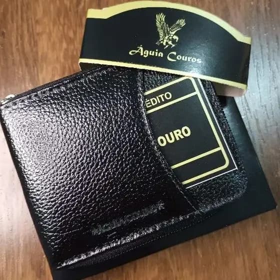 Carteira Masculina Couro 100% Legítimo com Zíper Porta Moedas e Porta Cartão