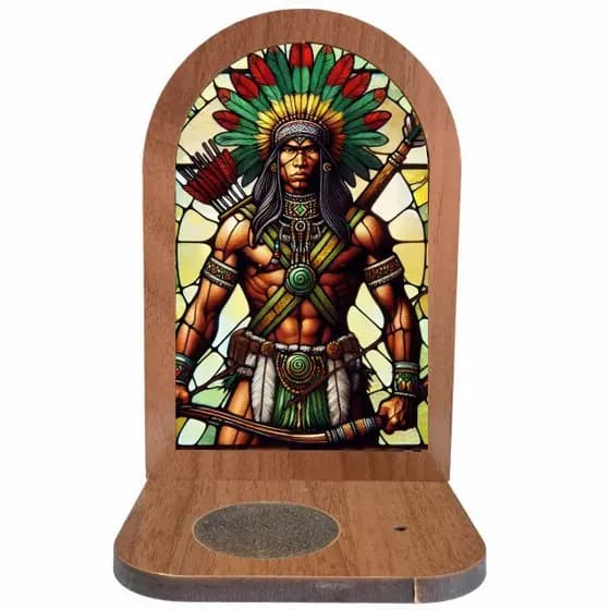 Altar Congá Caboclo Tupinambá em MDF - Arte Estilo Vitral