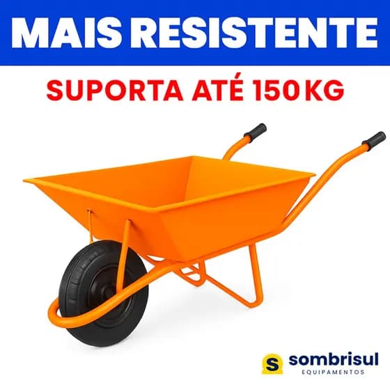 Carrinho De Mão 150Kg Reforçado Pneu + Câmara Caçamba Extraforte Tipo Tramontin Carriola Construção