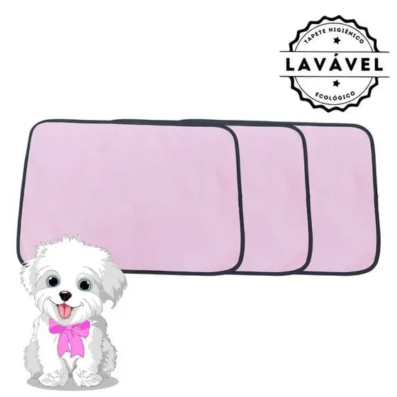 3 Banheiro para Cães Tecido Ecológico 70x50 Rosa - 200 Lavagens - Inteligente