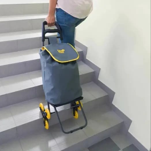 Carrinho Carga Com 3 Rodas Para Mercado Sobe Escadas Bagagem Portátil Suportado 40kg Reforçado