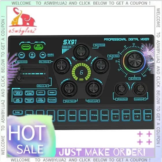 SX91 Placa De Som Ao Vivo USB Mixer Profissional Amplificador De Console De Mixagem De Áudio Para Cantar PC Laptop Celul