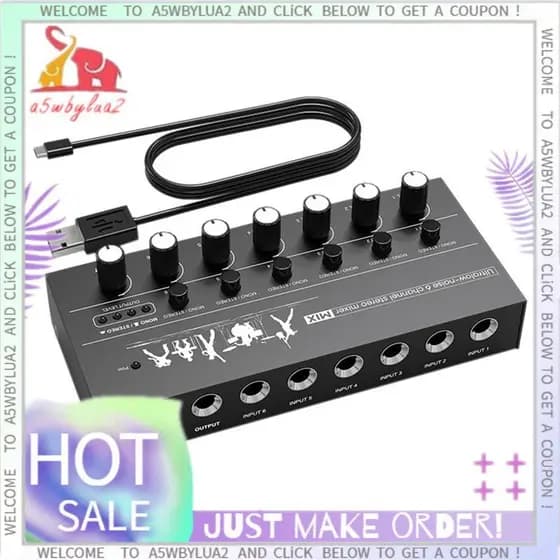 Mixer De Áudio Compacto De 6 Canais , Ruído Ultrabaixo , Estéreo De Alto Desempenho Para Guitarras , Teclados