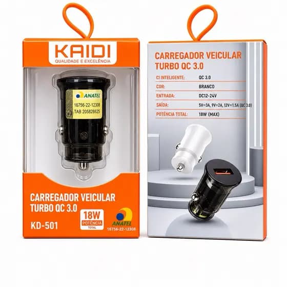 Carregador Veicular Turbo QC 3.0