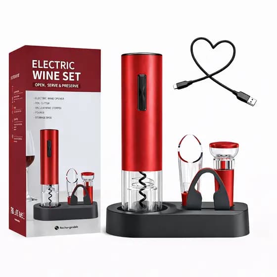 Kit Abridor de vinho eletrico a pilhas saca rolhas
