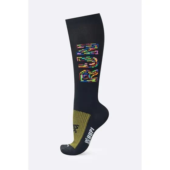 Meia Esportiva Longa HUPI Run Colors Preto – Corrida, Ciclismo e Multi Esportes - Meia de Poliamida