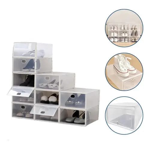 Caixa Organizadora de Sapato Tenis Acrilico Empilhavel Transparente Vertical Expositor Sneaker Gaveta Armario Quarto Box