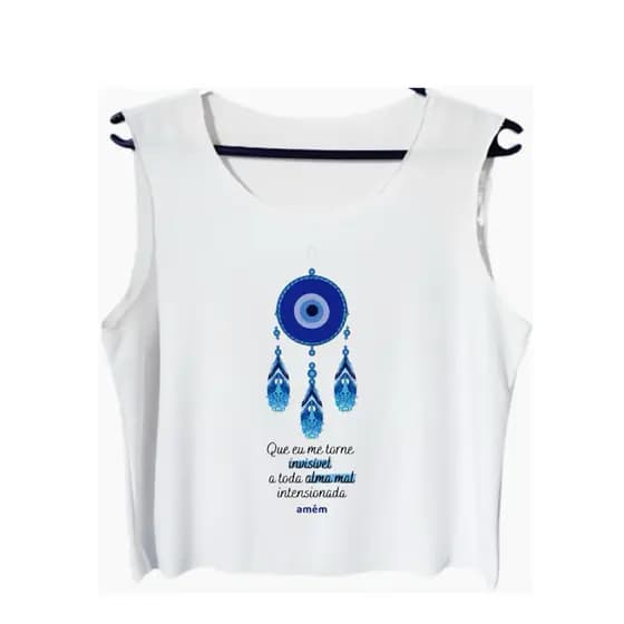 Cropped Regata Feminino Olho Grego Proteção Espiritual Contra Inveja estilo regata verão estampa personalizada