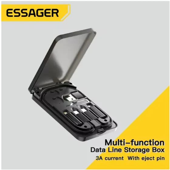 Essager Cabo de Carregamento Rápido, Cabo USB C para USB C, PD 60W, iPhone, Xiaomi, Cabo Micro Tipo C com Suporte, Caixa