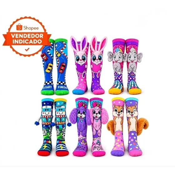 Meia Infantil Maluca 3D – Estilos Exclusivos para Meninos e Meninas