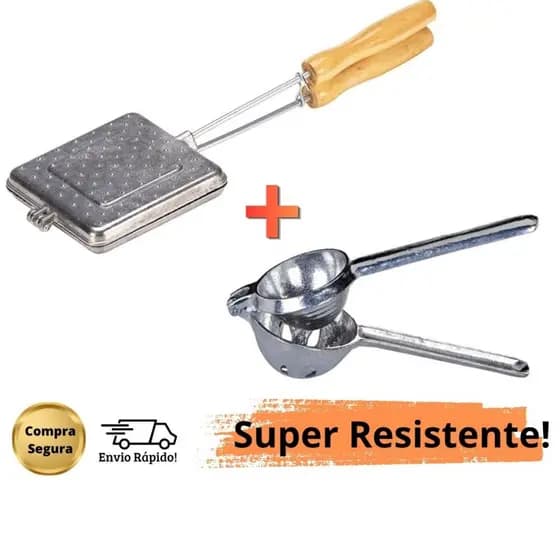 Kit 1 Sanduicheira Baurutex Misteira + 1 Espremedor de Laranja, Limonada, Caipirinha de Alumínio Sanduicheira de Fogão