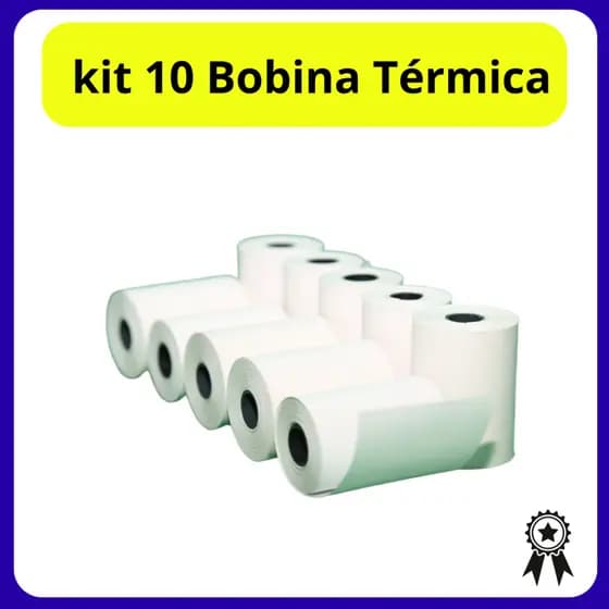 Kit 10 Bobina Térmica 57mm Não Adesivo Branco Rolo com 16 Metros Para Mini Impressora Portátil