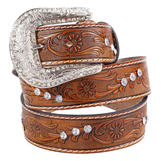 Cinto Country Feminino Peão Cowgirl Cravejado Fivela Grande