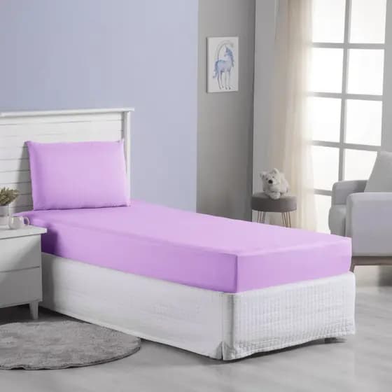 Jogo De Lençol Solteiro 2 Peças Com Elastico Quarto De Menina Lilas Simples Basico Barato Macio Luxo