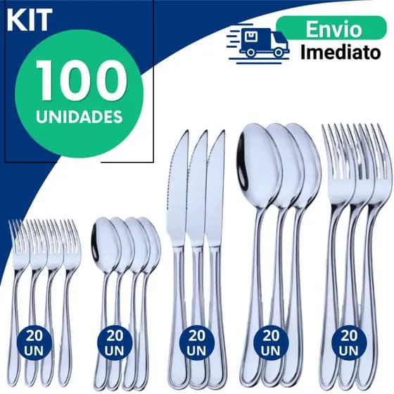 Jogo Completo Talheres Inox Mesa Faca Colher Garfo e Garfo e Colher Sobremesa Kit 30 50 75 100 Peças Cozinha