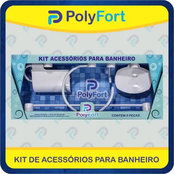 Kit Jogo Acessórios Para Banheiro 5 peças Branco em plástico