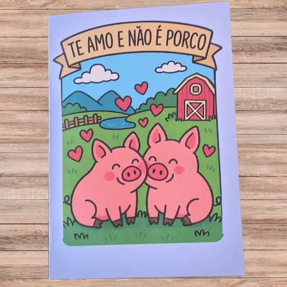 Cartão "Te Amo e Não é Porco" – Amor e Diversão Garantidos! 🐷❤️