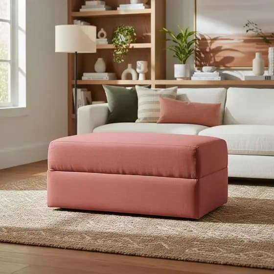 Puff Estofado 2 Lugares 90cm em Vários Tecidos – Banco Decorativo Retangular para Sala de Estar