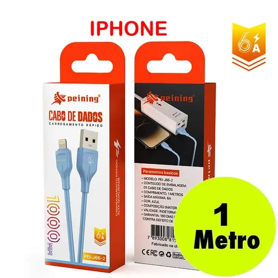 CABO CELULAR DE DADOS IPHONE - CABO USB X IPHONE - 1 METRO