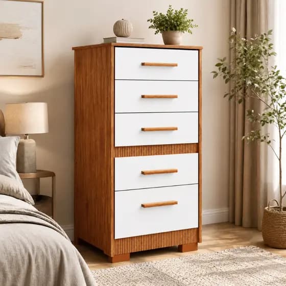 Cômoda Gaveteira P/ Quarto Reforçada 5 Gavetas Espaçosa Para Baby Gaveteiro Organizador Bebê Prymacy