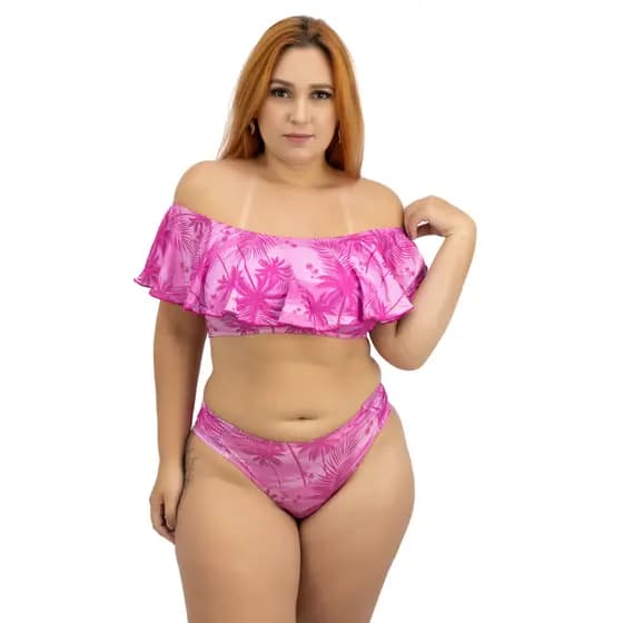 Biquíni Feminino Ciganinha Ombro A Ombro Com Bojo Diversas Estampas Plus Size Praia Verão Piscina