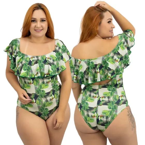 Body Maio Feminino Babado Ciganinha Estampado Coleção 2024