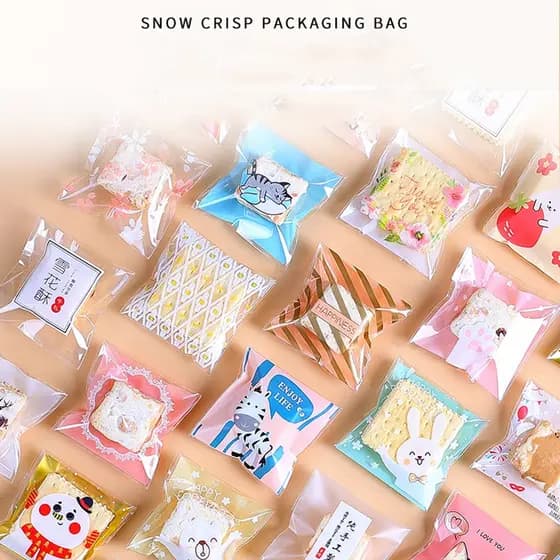 Saco Plástico Auto-Adesivo De 100pcs Para Biscoitos Embalagem Plástica Alimentos , Panificação