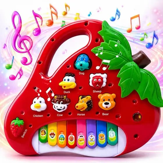Piano Teclado Musical Morango Com Luz Sons Educativo