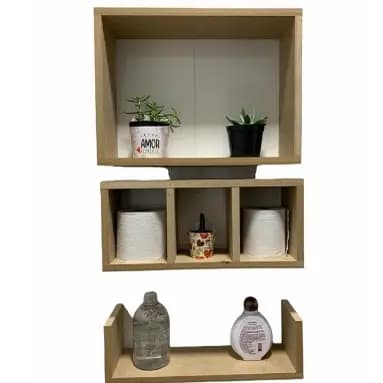 Nicho Para Banheiro Sala Quarto 3 Pcs Ja Vai Montado Só Instalar Em MDF Cru