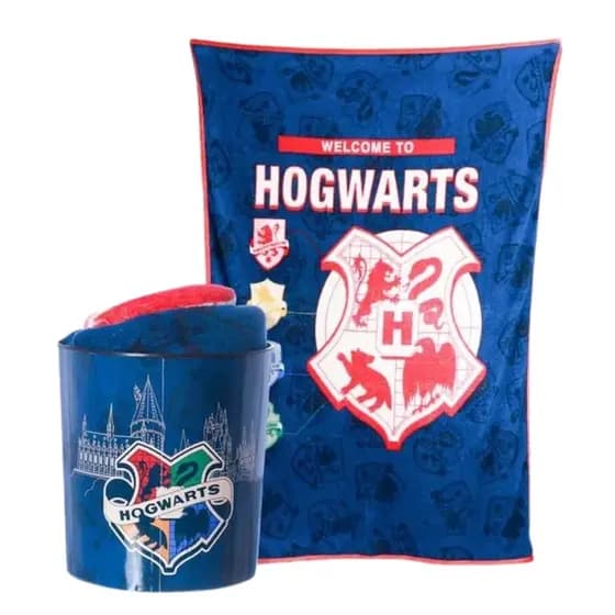 Kit Harry Potter Cobertor Manta Com Balde De Pipoca Kit Cine