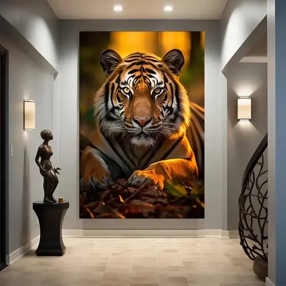 Quadro Decorativo Tigre Selvagem Alta Resolução 1 peça Sala Quarto Escritório FULL HD