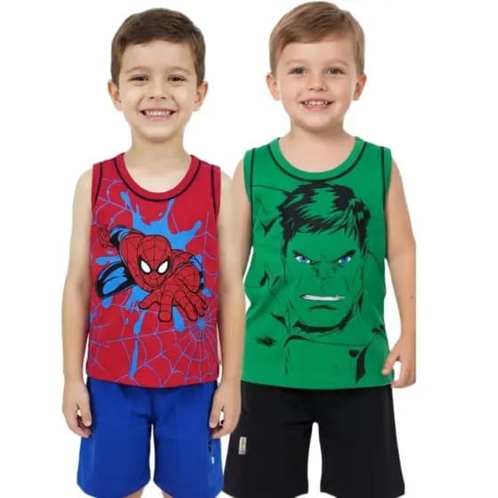 Kit 2 Conjunto Infantil Menino Personagem Roupa Atacado