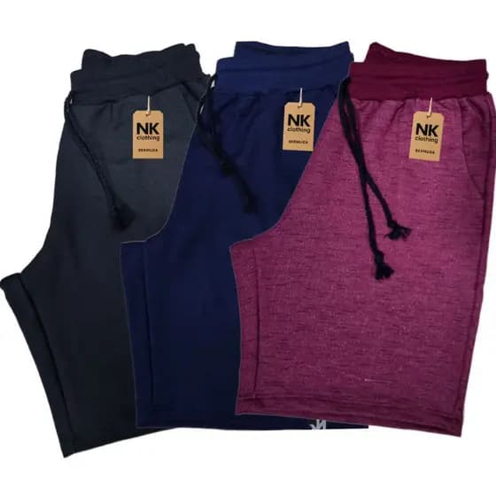 kit 3 bermudas moletom masculina cores sortidas com amarração treino casual