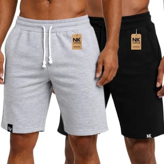 kit 2 bermuda masculina moletom academia casual short Básica confortavel treino