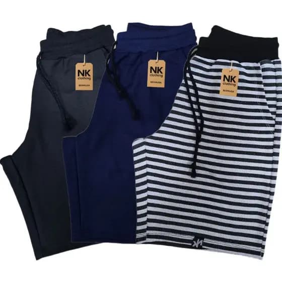 kit 3 bermuda moletom masculina academia treino com bolsos fundo elástico e amarração