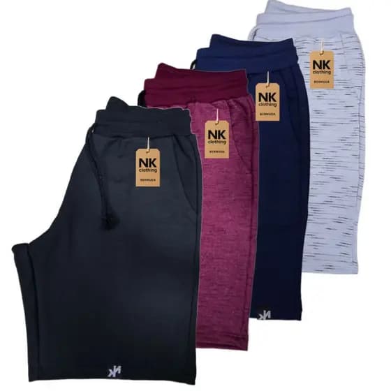 kit 4 bermudas moletom masculina treino com bolsos fundos de algodão cores sortidas