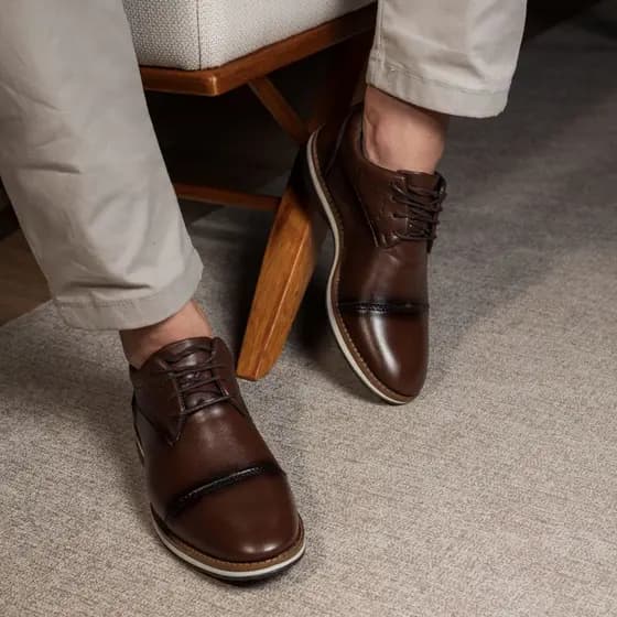 Sapato Masculino Oxford Santiago Confortável Sapato Masculino Social Brogue Moderno Casamento Igreja Dia dos Pais