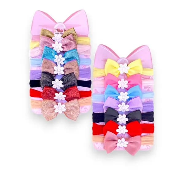 Kit 14 Mini laços de bebê Lacinhos de Bebê Cetim laços de cabelo infantil Faixinha Tiarinha Rn
