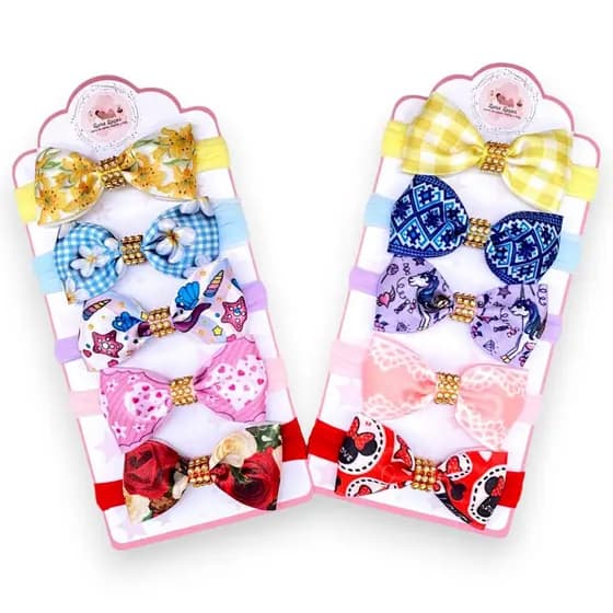 Kit 10 Mini laços de bebê Lacinhos de Bebê Cetim laços de cabelo infantil Faixinha Tiarinha Rn