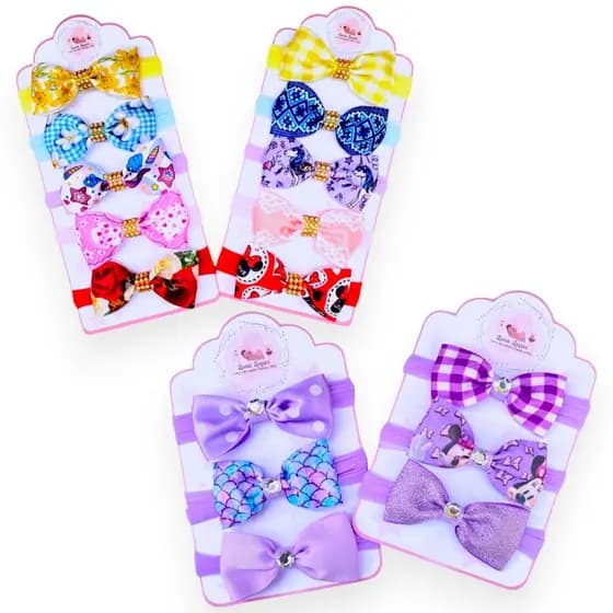 Kit 16 laços de bebê Lacinhos de Bebê Cetim laços de cabelo infantil Faixinha Tiarinha Rn