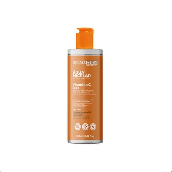 Água Micelar Clareadora com Vitamina C 250ml Limpa Tonifica Demaquila e Uniformiza a Pele Efeito Refrescante e Ilumina