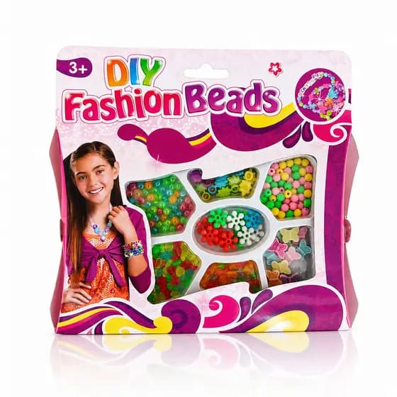 Kit de Miçangas Coloridas Infantil DIY Fashion Beads Crie e Customize Colorida e Divertida