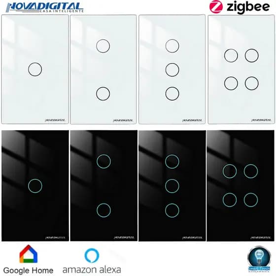 Interruptor Zigbee Nova Digital Botão Touch Bivolt Para Configurar é Necessário Hub Smartlife Alexa