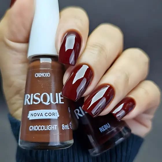 Kit 2 Esmaltes Risqué Misturinha Chocolight Rebu Tons Marrons Esmalte Atacado