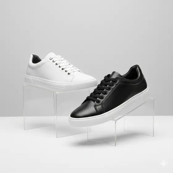 Kit 2 Tênis Masculino Casual Branco Preto Confortável Sola Reta Sapatenis Academia Trabalho Escola